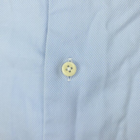 David Donahue Button Dress Shirt Mens 16.5 34/35 Blue Long Sleeve Solid Cotton - Picture 2 of 8